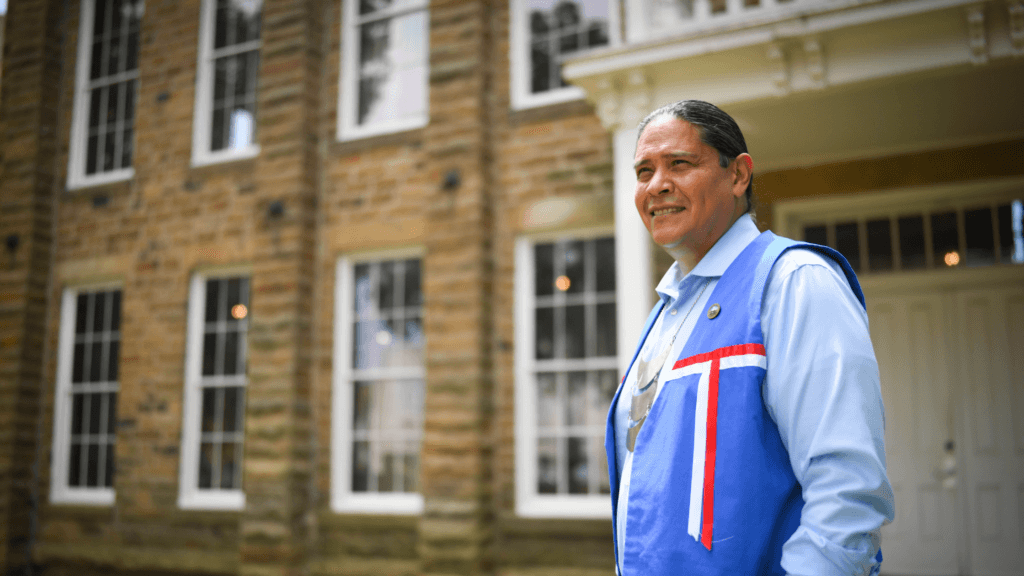 MCN Ambassador Jonodev Chaudhuri at the Historic Muscogee (Creek) Nation Council House in downtown Okmulgee, Oklahoma.