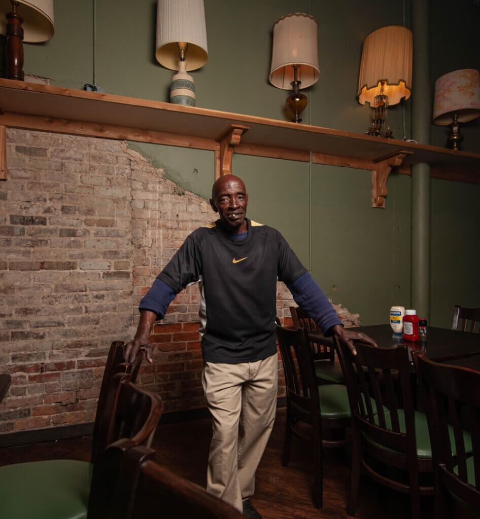Showtime Nathaniel Johnson a dishwasher at the Rookery in Macon GA for 15 years. Service industry workers in Georgia